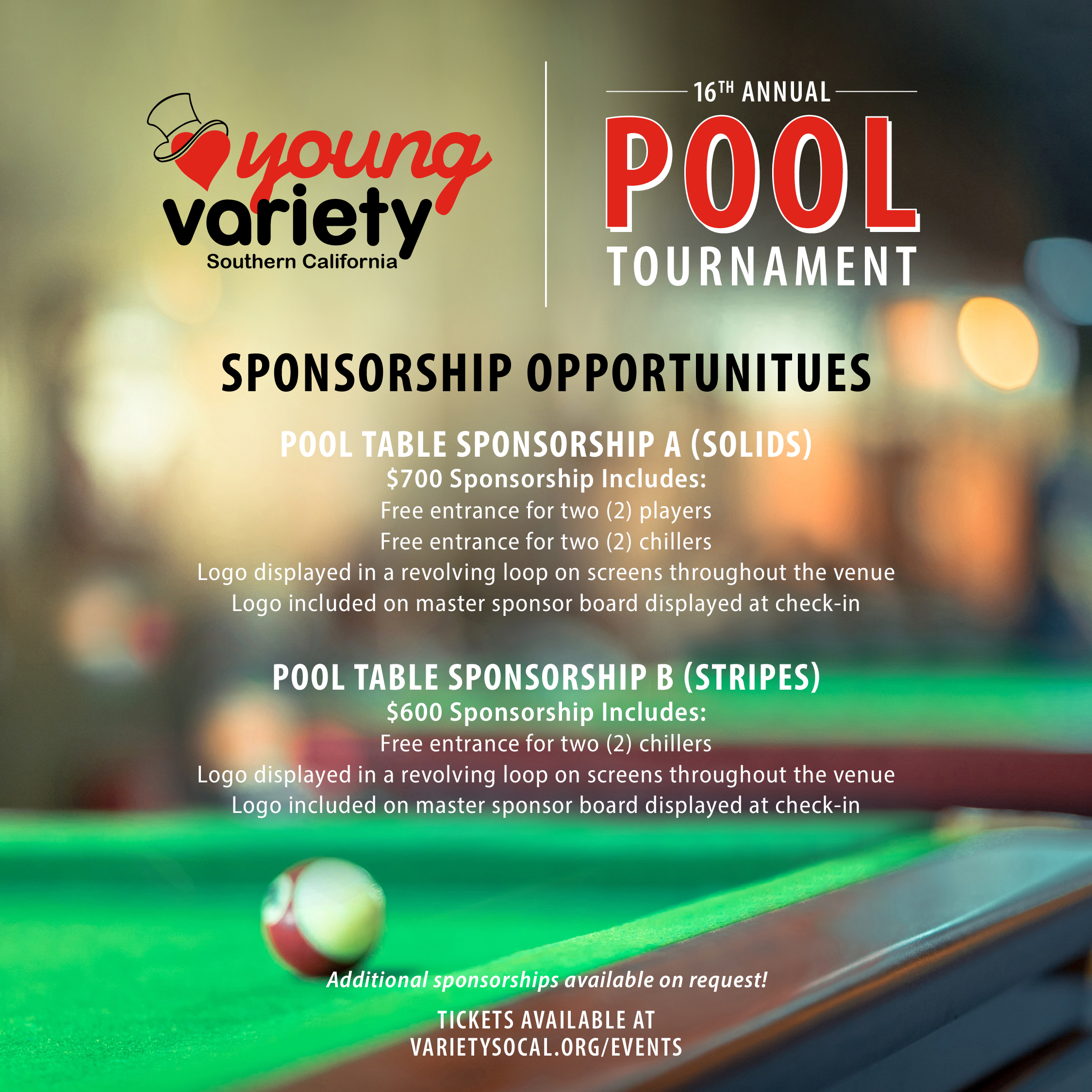 16th Annual Young Variety Pool Tournament